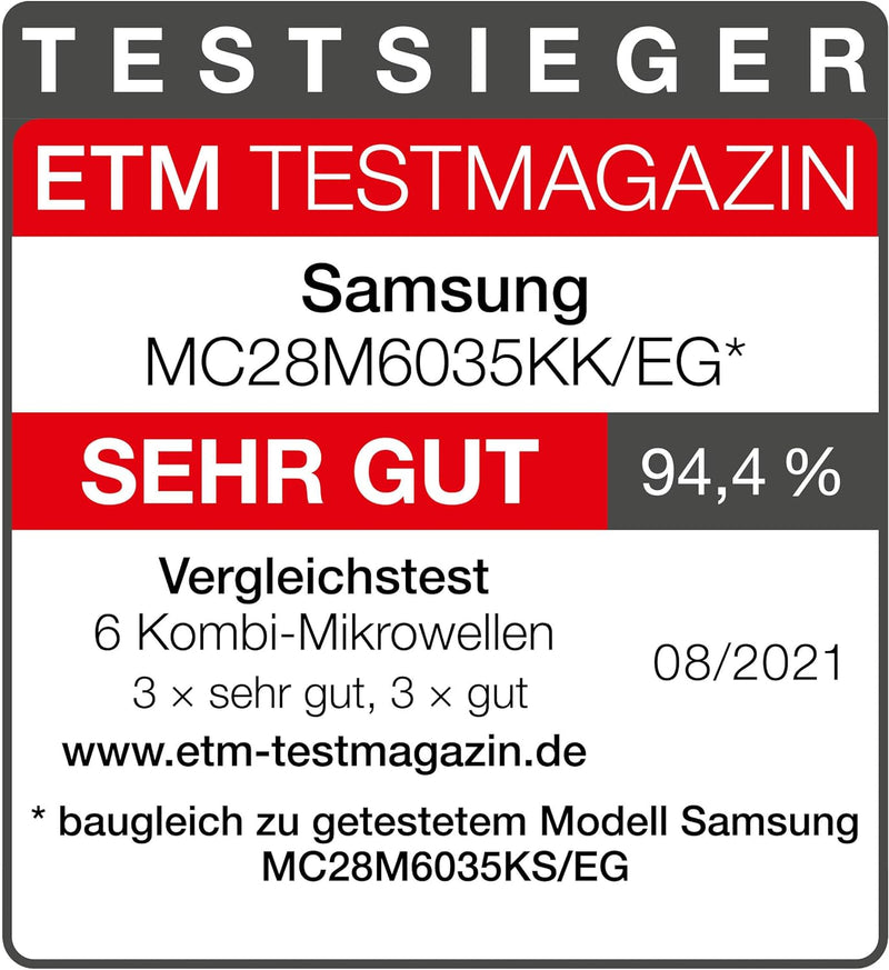 Samsung MC2BM6035KK/EG Mikrowelle mit Grill und Heissluft, 900 W, 28 ℓ Garraum, 51,7 cm Breite, Krat