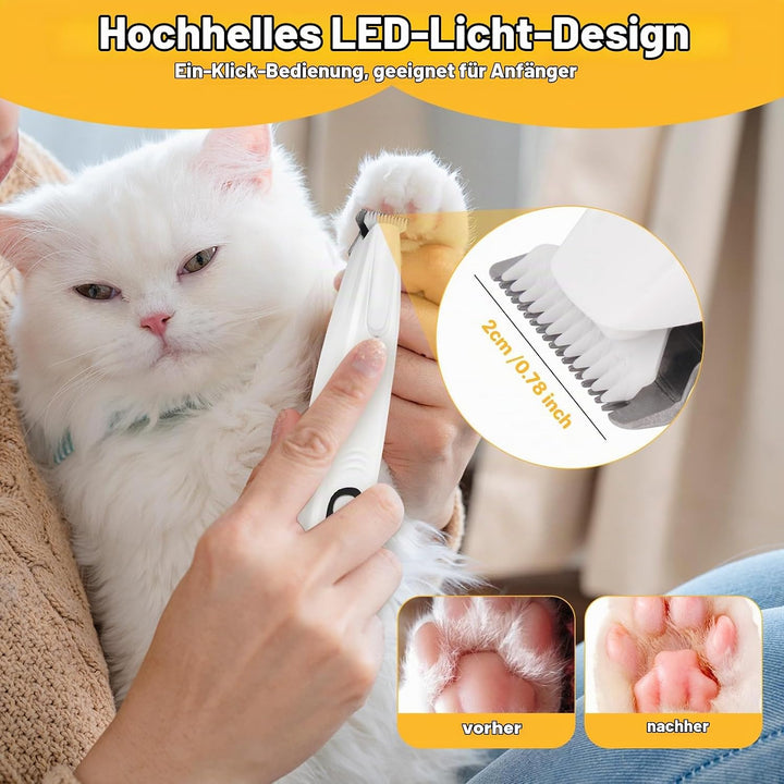 ETACCU Pfotentrimmer für Hunde mit LED-Licht &amp; Wiederaufladbar - Leise Hundepfoten Trimmer, Pfoten R