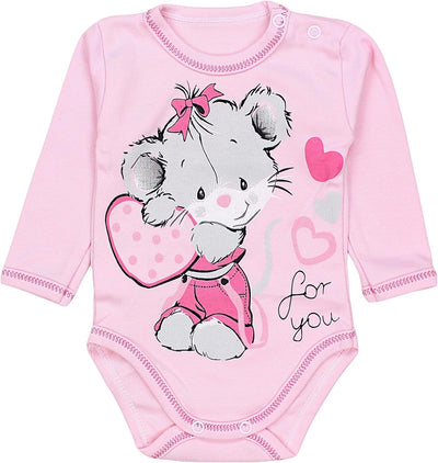 TupTam Unisex Baby Langarm-Body mit Aufdruck 5er Set 56 Mamas Papas Schatz Weiss Elefant Ecru Teddy