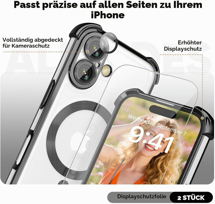 GOODVISH Handykette für iPhone 16 Hülle mit Band, mit 2 Stück Schutzfolie und Kamera Schutz, Necklac