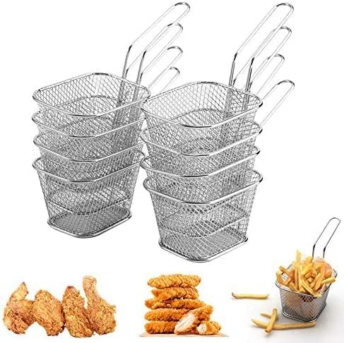 TOKINCEN 8 Stück Frittierkorb Klein Servierkörbchen Edelstahl für Pommes Mini Pommes Körbchen Pommes