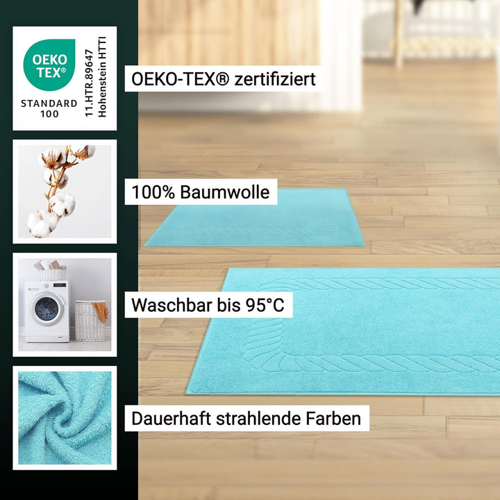 ZOLLNER 2er Set Badematten - weiche und saugstarke Duschvorleger - waschbar bis 95°C - Baumwolle - 5