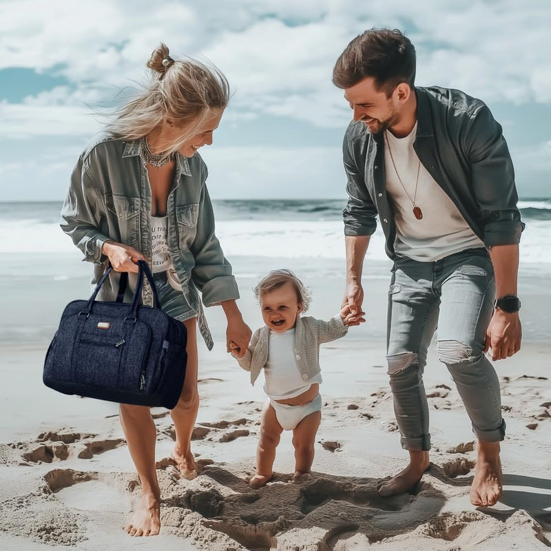 WELAVILA Wickeltasche, Wickeltaschen für Mama und Papa, mit Wickelauflage und isolierten Taschen Bla