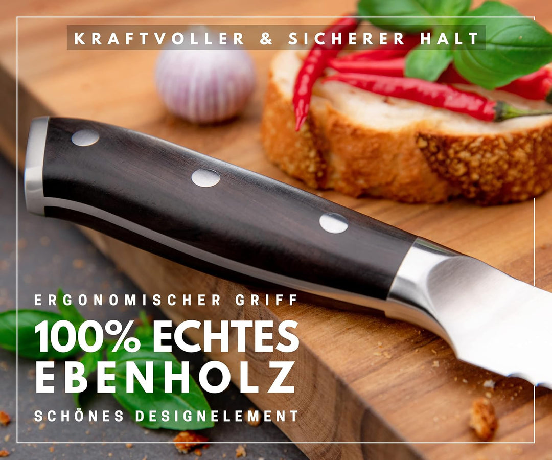 Hannah's Homebrand® Brotmesser Wellenschliff aus Ebenholz - Brotmesser mit flachem Wellenschliff - 2