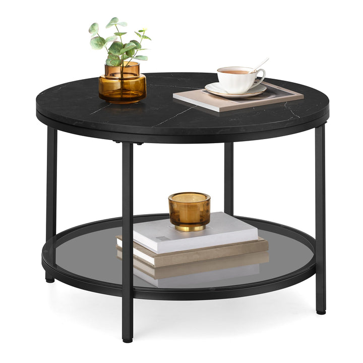VASAGLE Couchtisch, Wohnzimmertisch, Sofatisch, für Wohnzimmer, mit Glasplatte, viel Stauraum, einfa