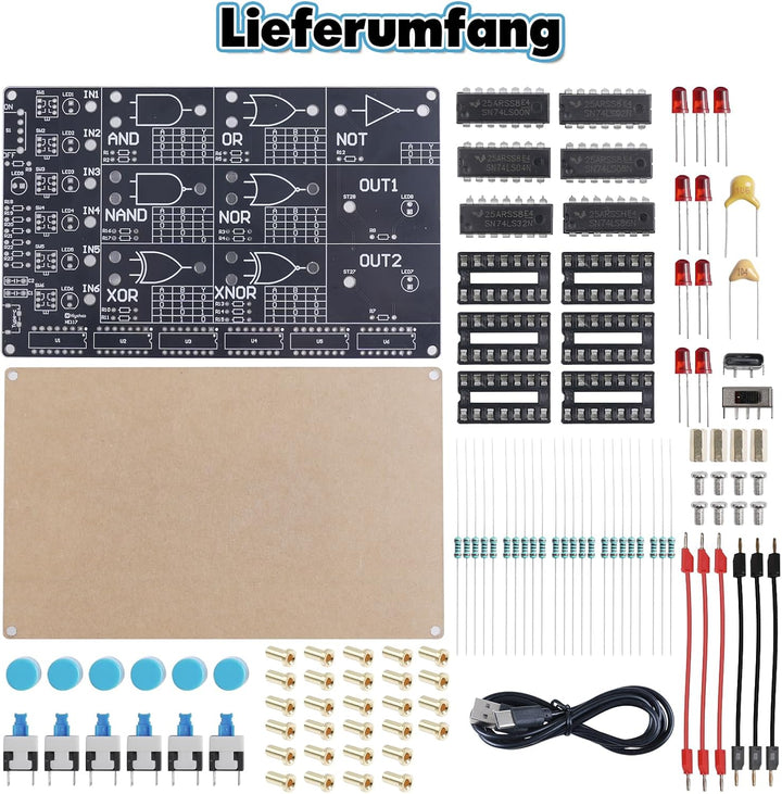 DIY Logikgatter Lötbausatz mit LED Anzeige, BANRIA Elektronik Lötset zum Löten Lernen mit AND OR NOT