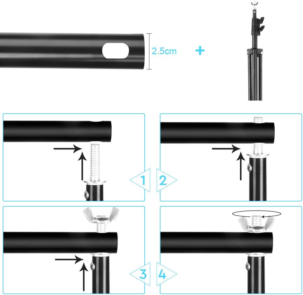 Regalhalter-Set, verstellbar, 2 x 3 m, für Portrait, Produktfotografie und Videoaufnahme, mit Traget