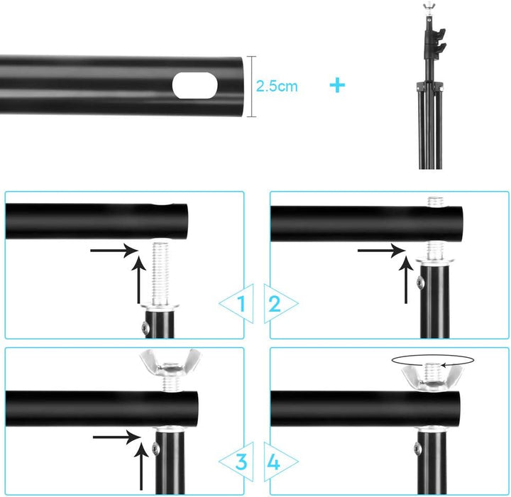 Regalhalter-Set, verstellbar, 2 x 3 m, für Portrait, Produktfotografie und Videoaufnahme, mit Traget