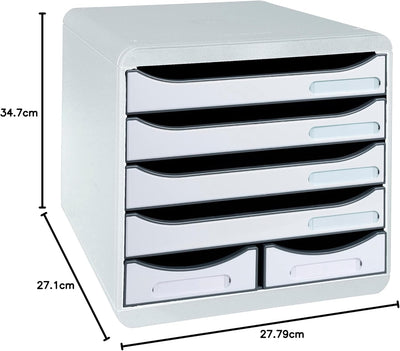 Exacompta 312740D Ablagebox Office aus Kunststoff mit 4 Schubladen für DIN A+ Dokumente und 2 Schubl