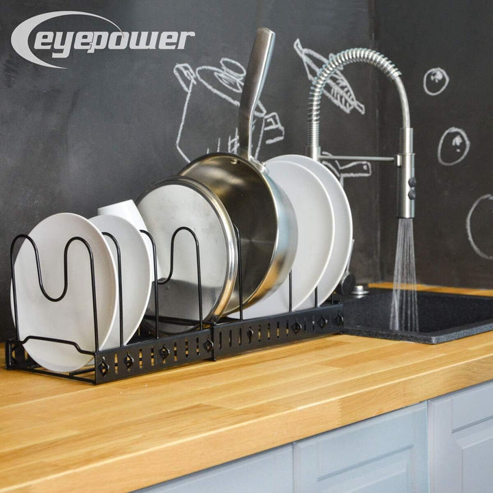 EYEPOWER Teleskop Pfannen Organizer - 30-57cm Topfdeckel Aufbewahrung - XL Topf Regal für Schublade