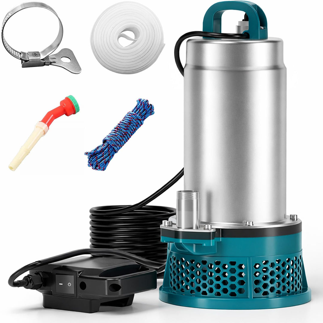 Tauchpumpe kompatibel mit Makita 18V Akku - Akku Wasserpumpe mit 10m Schlauch, 5m Verbindungskabel,