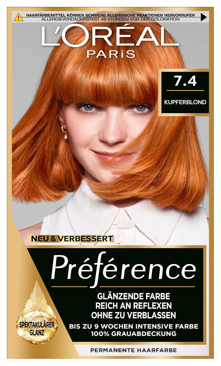 L'Oréal Paris Permanente Haarfarbe, Haarfärbeset mit Coloration und Farbglanz-Pflegebalsam, Préféren