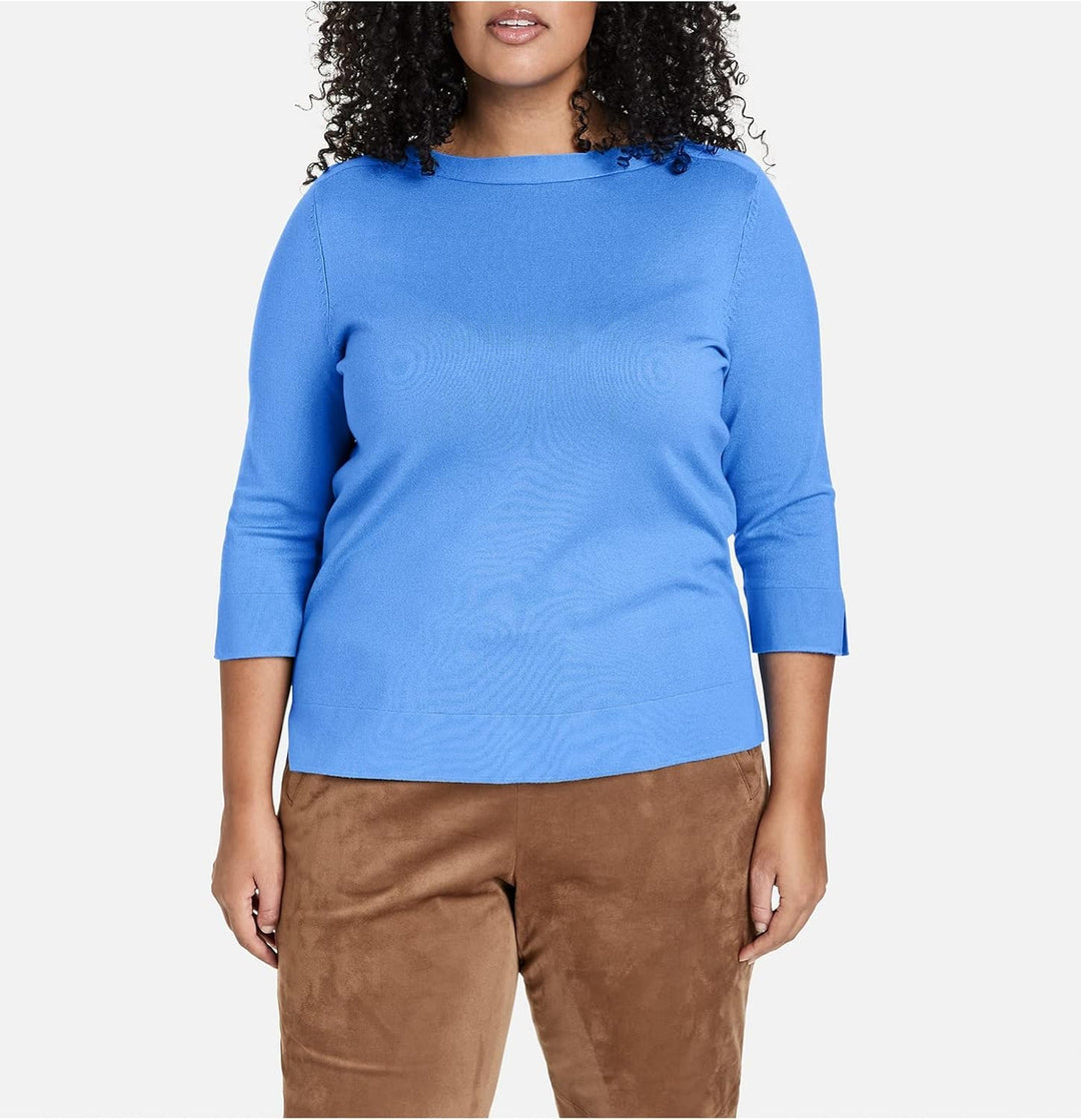Samoon Damen Pullover, Blue Bonnet