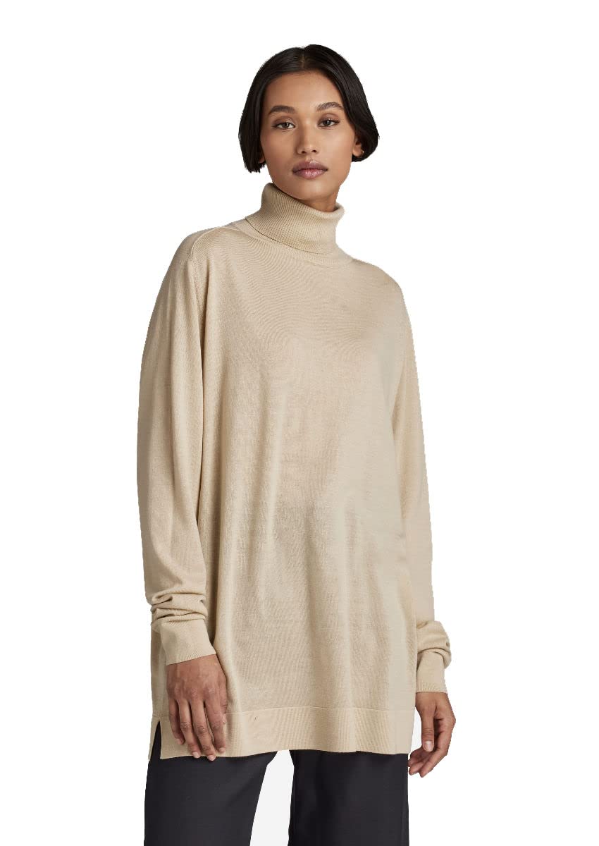 G-STAR RAW Damen Loose Knitted Turtleneck Pullover Knits XS Beige (Brown Rice D22502-b692-d309), XS