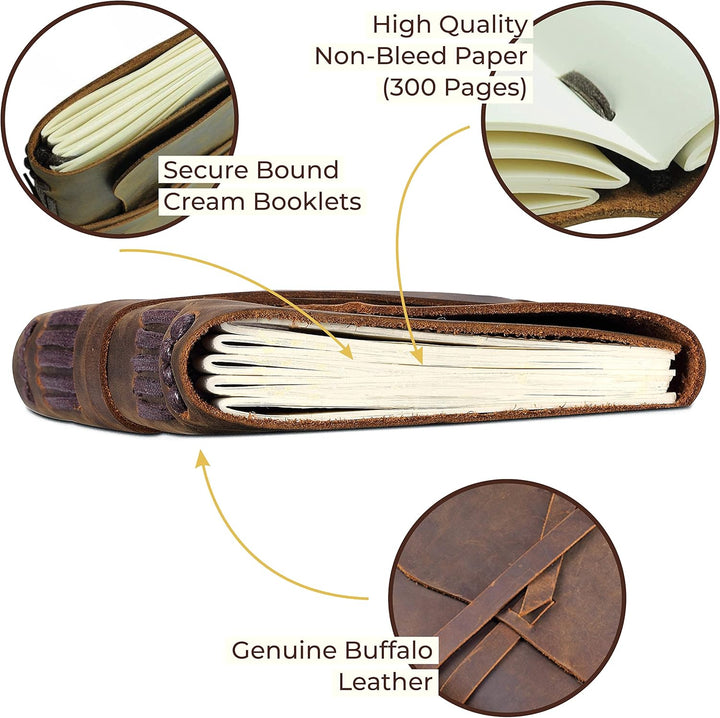 Leder Tagebuch Notizbuch Journal Geschenk Set mit Antik Leder Lesezeichen + Stift, handgefertigt Sch