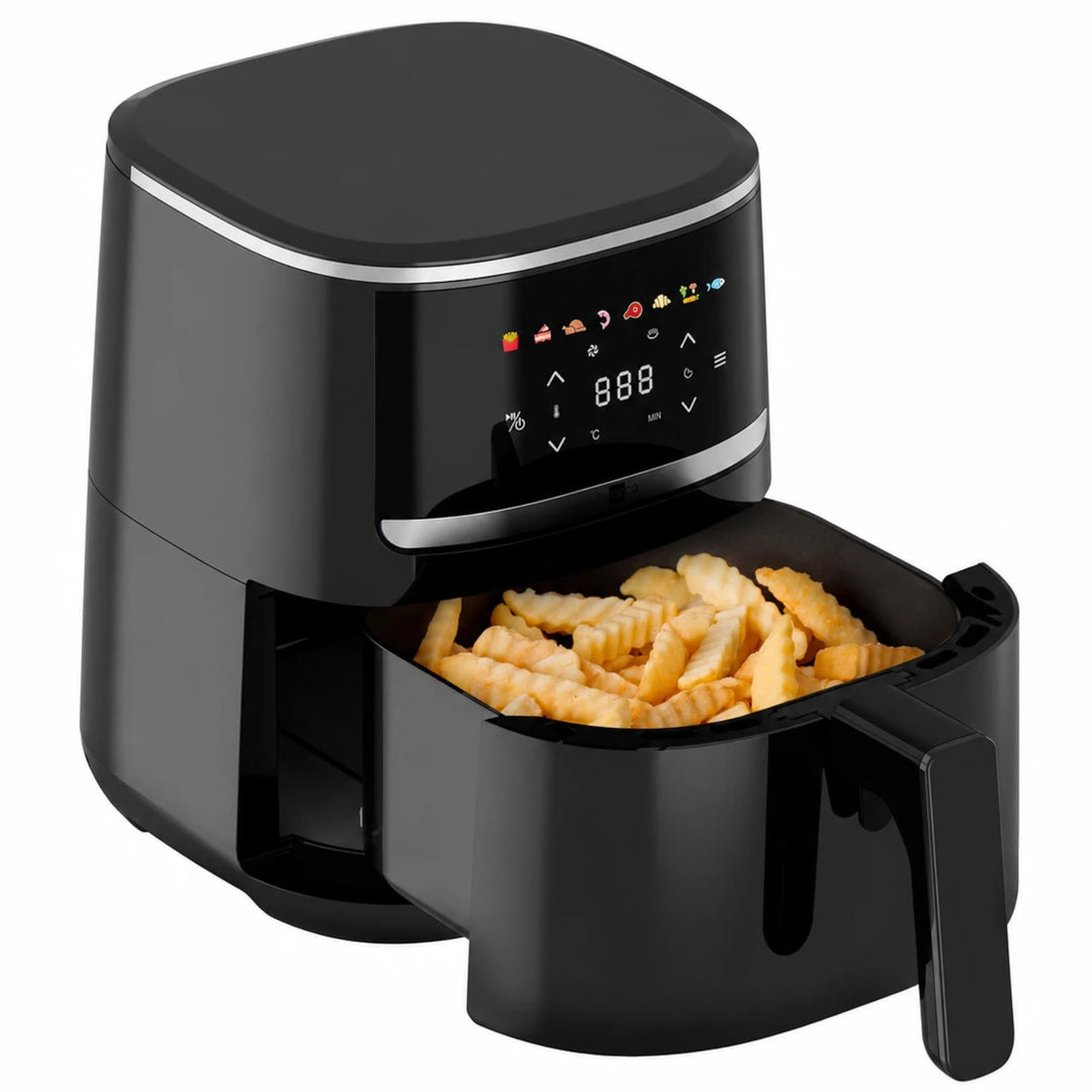 aeco COMPACT AirFryer 4,3 Liter, Heissluftfritteuse mit digitalem Touch-Display, 1500 Watt, 80°-200°