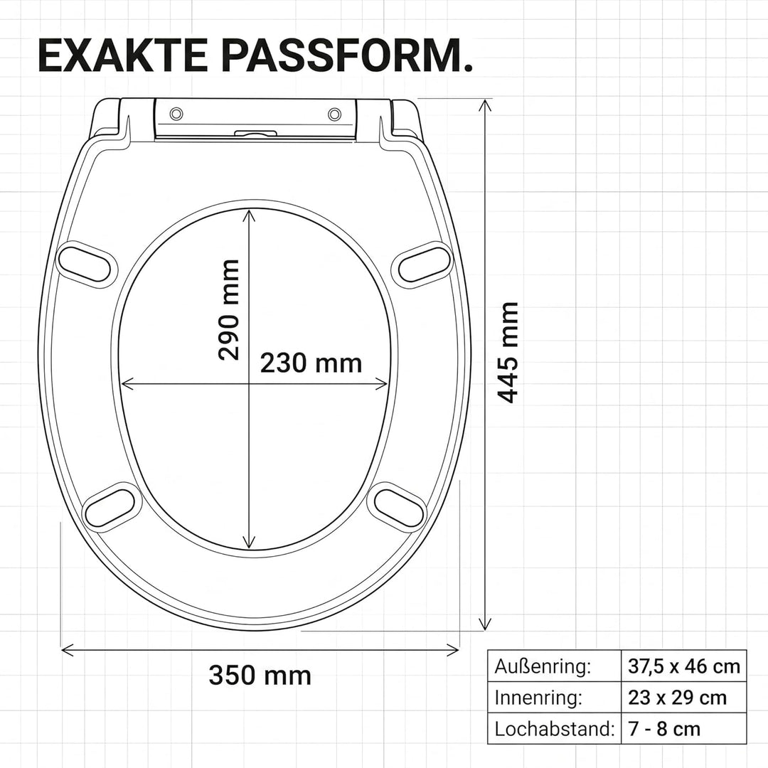 ONBEST WC-Sitz mit Absenkautomatik - D-Form Klodeckel aus weissem Duroplast - Abnehmbare Klobrille m