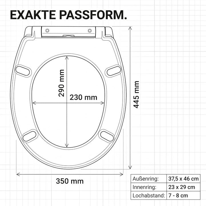 ONBEST WC-Sitz mit Absenkautomatik - D-Form Klodeckel aus weissem Duroplast - Abnehmbare Klobrille m