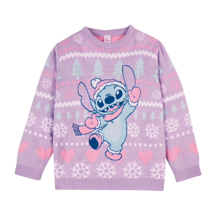 Disney Lilo &amp; Stitch Weihnachtspullover | Mädchen Xmas Pullover | Kinder Acryl Strickpullover Sweats