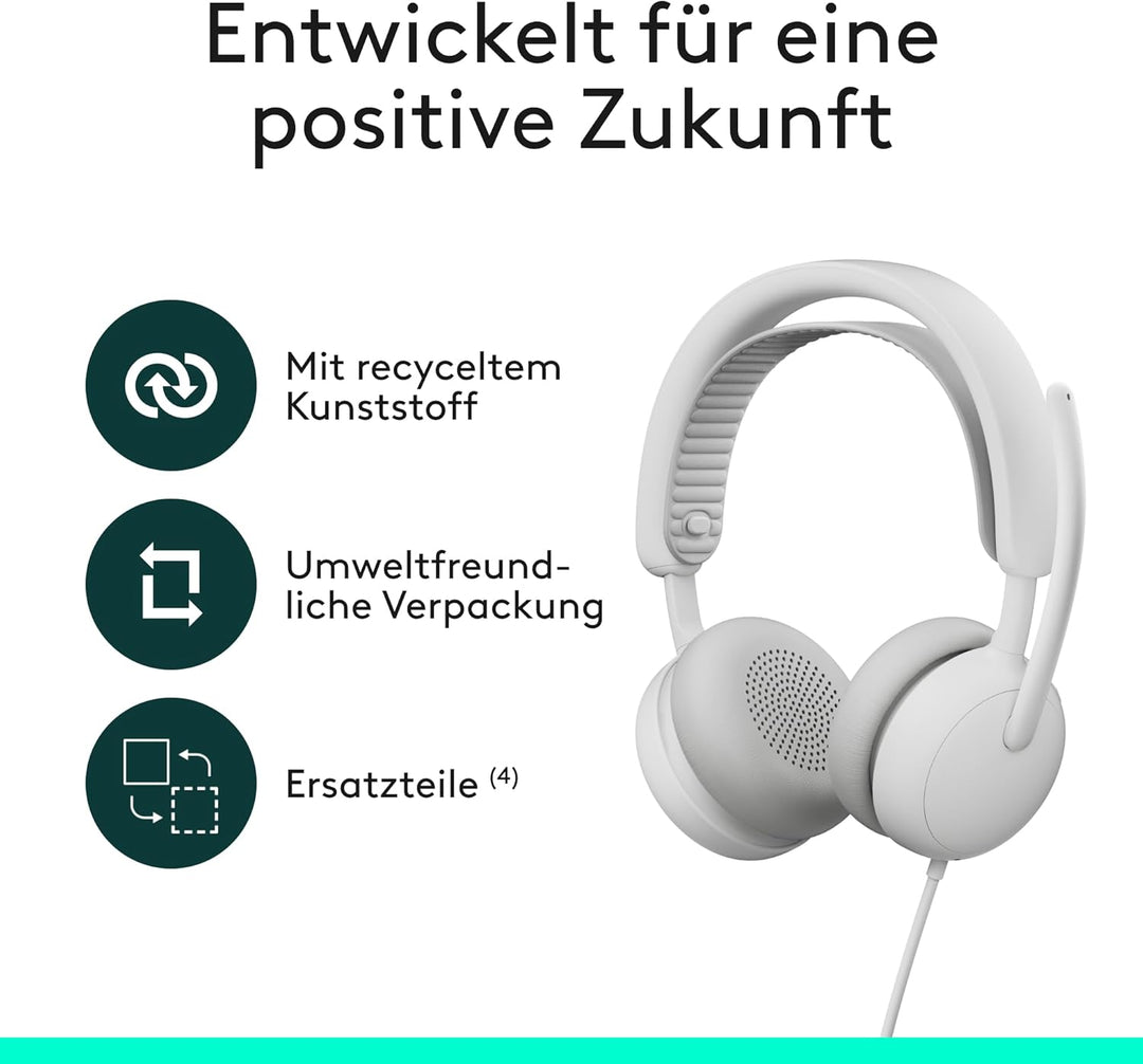 Logitech Zone Wired 2 – Headset mit Geräuschunterdrückung und Adaptive Hybrid-ANC, USB-C mit USB-A-A
