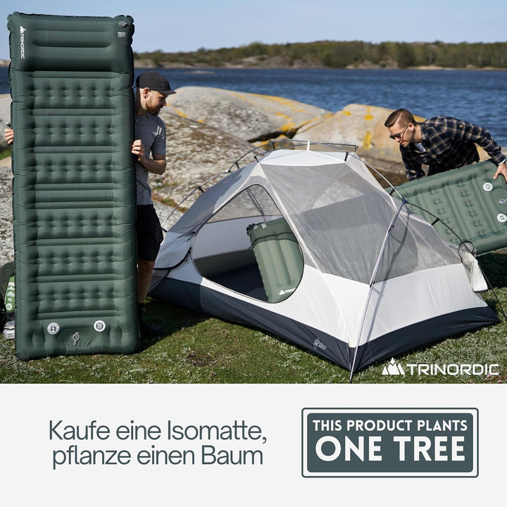 Trinordic Extradicke Aufblasbare Isomatte - 12cm Dick & 70cm Breit mit Fusspumpe & Kissen - Camping