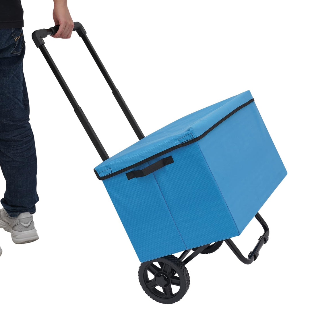 Klappbarer Einkaufswagen 64L Tragkorb 80kg Belastbarkeit faltbar für Einkauf Supermarkt Wochenmarkt