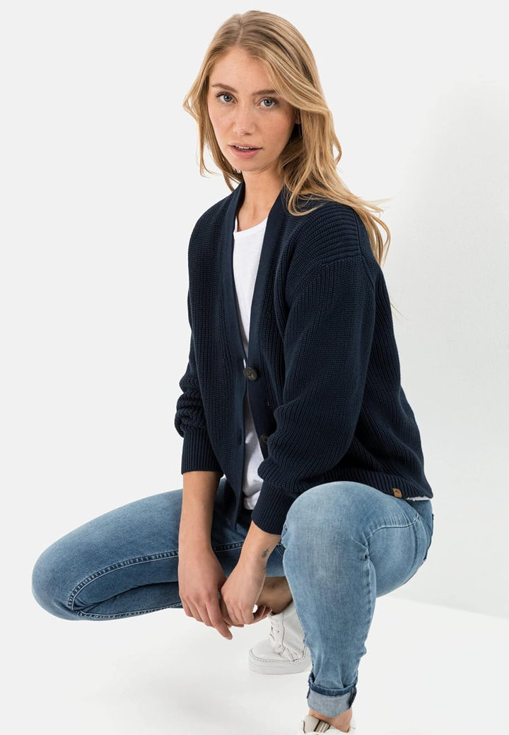 camel active Damen Boxy Cardigan in Strickqualität S Blau, S Blau