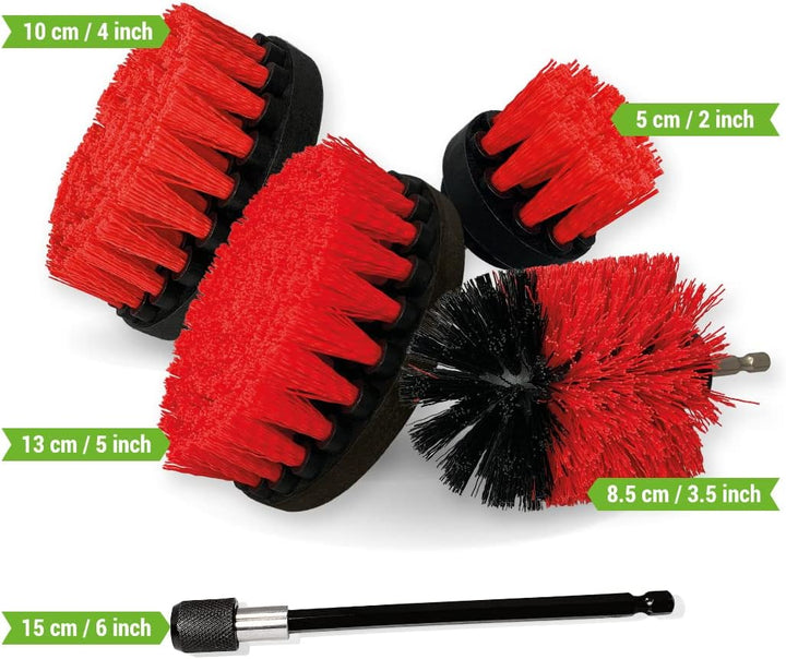 Premium-Bohrbürste, steif, rot, 5 Stück. Set.Professioneller Power-Schrubber.Kratzt Keine Oberfläche