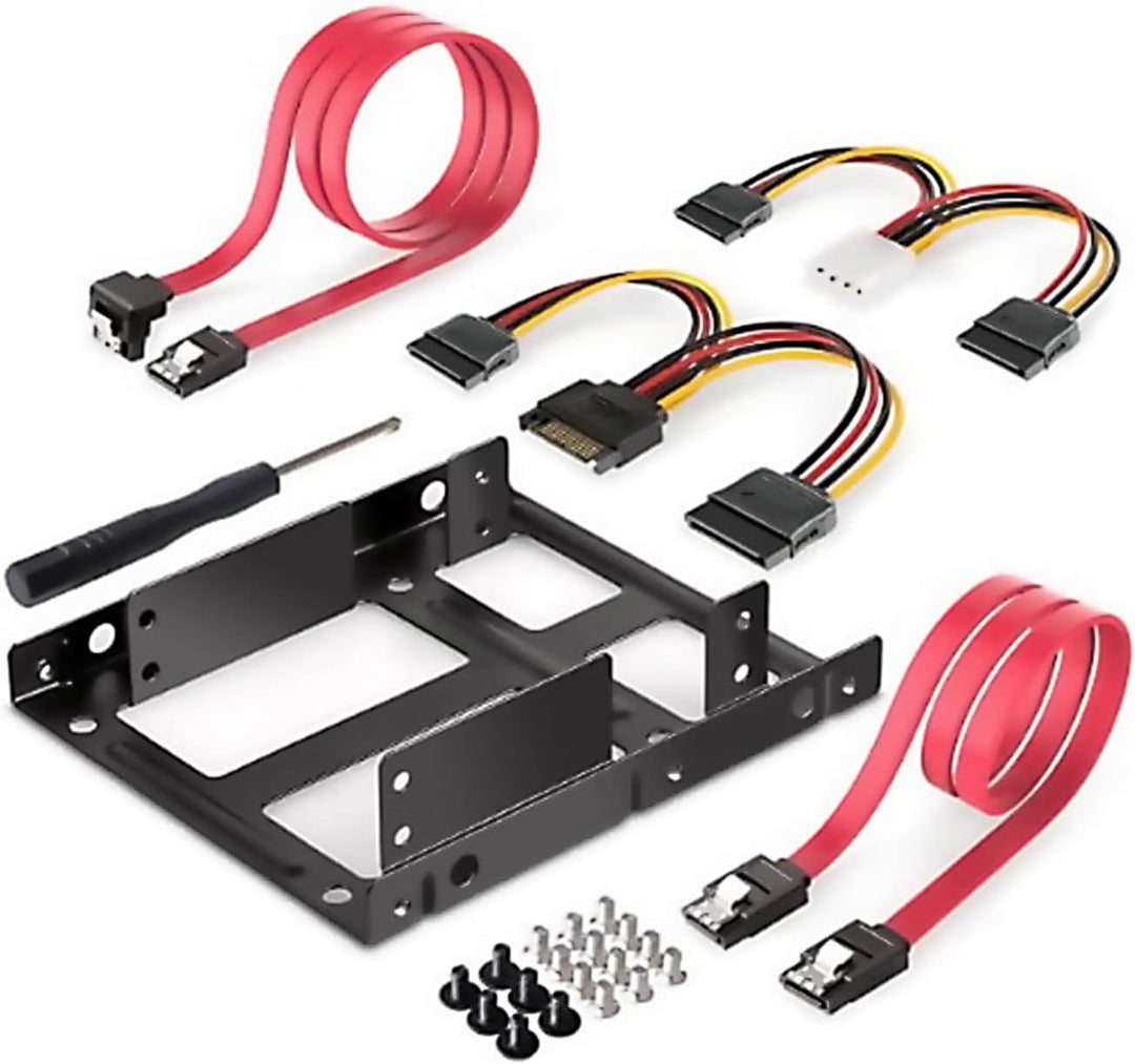 DIGITUS Montagekit: Dual SSD/HDD 2.5 -> 3.5 Bay inkl. Einbaurahmen Metal, Schrauben, Kabelset, DA-70