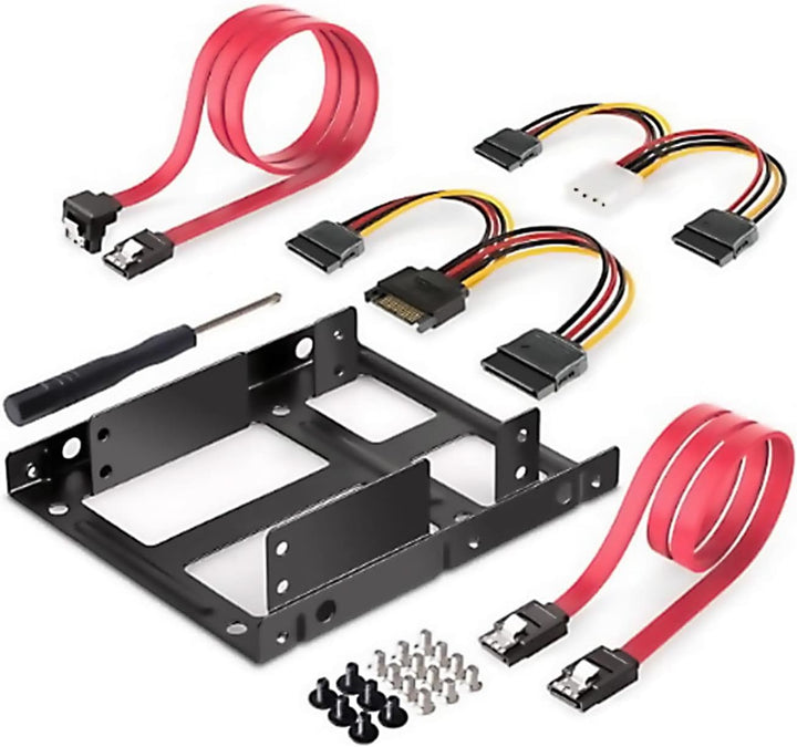 DIGITUS Montagekit: Dual SSD/HDD 2.5 -> 3.5 Bay inkl. Einbaurahmen Metal, Schrauben, Kabelset, DA-70