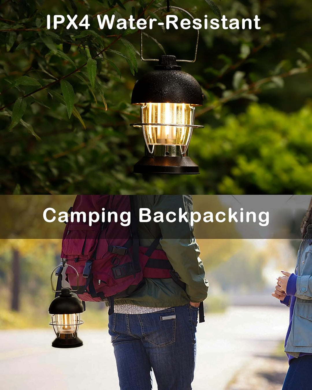5000mAh Aufladbar LED Campinglampe, Retro Campinglaterne Akku mit 400LM Warmweiss,100 Leuchtdauer,St