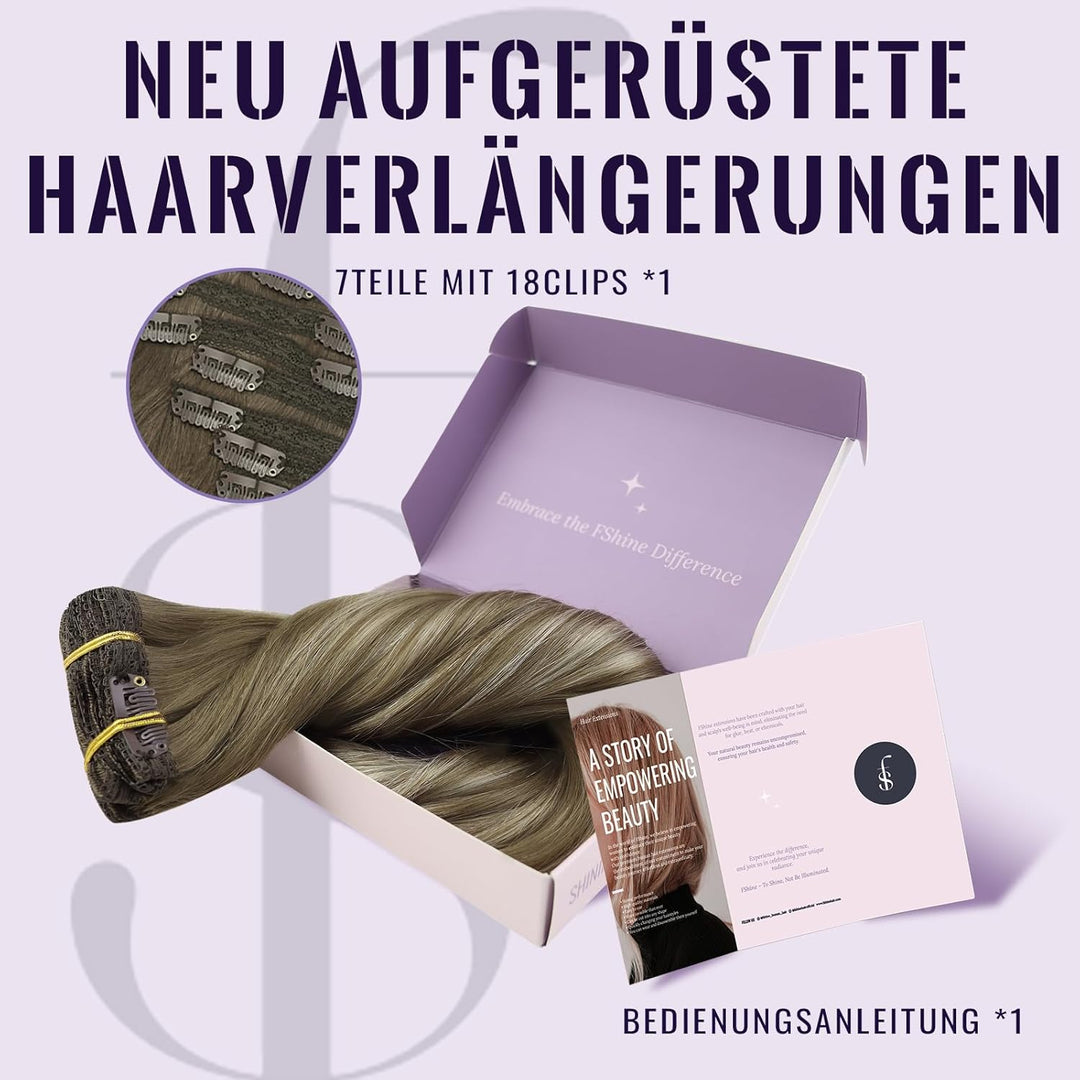 Fshine Balayage Echthaar Extensions Clip Blond 60cm Remy Echthaar Clip 120 Gramm Hellbraun Mit Plati