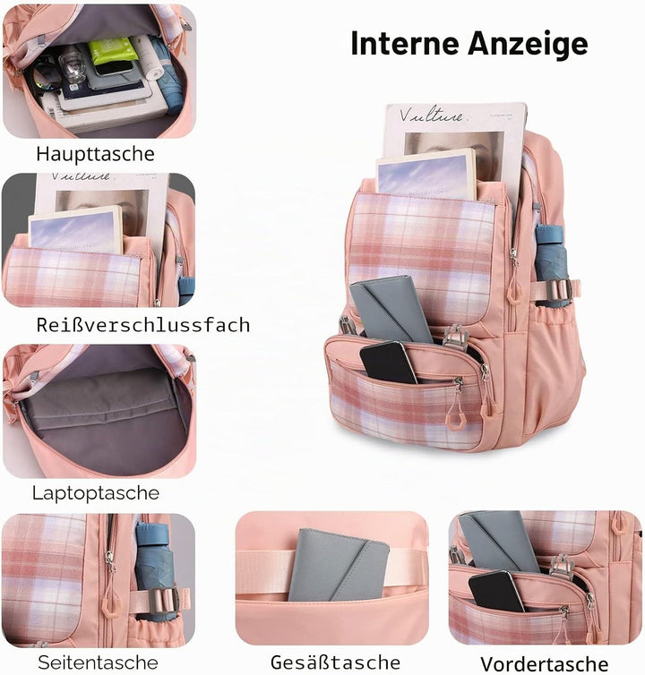 FANDARE Schulrucksack Schulrucksack Schultasche Herren Damen Rucksack Schulranzen für Outdoor Reise
