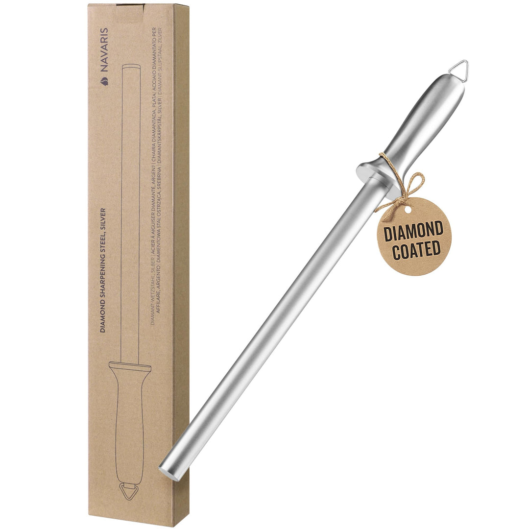Navaris Wetzstahl für Messer - 43 cm Wetzstab - Messerschärfer mit Diamantbeschichtung - Diamant Mes