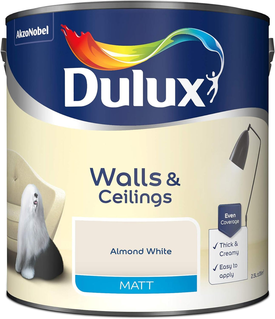 Dulux Matt Almond White 2.5L by Dulux 2.5 l (Pack of 1), 2.5 l (Pack of 1)