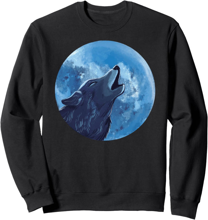 Heulender Wolf mit Vollmond. Sweatshirt