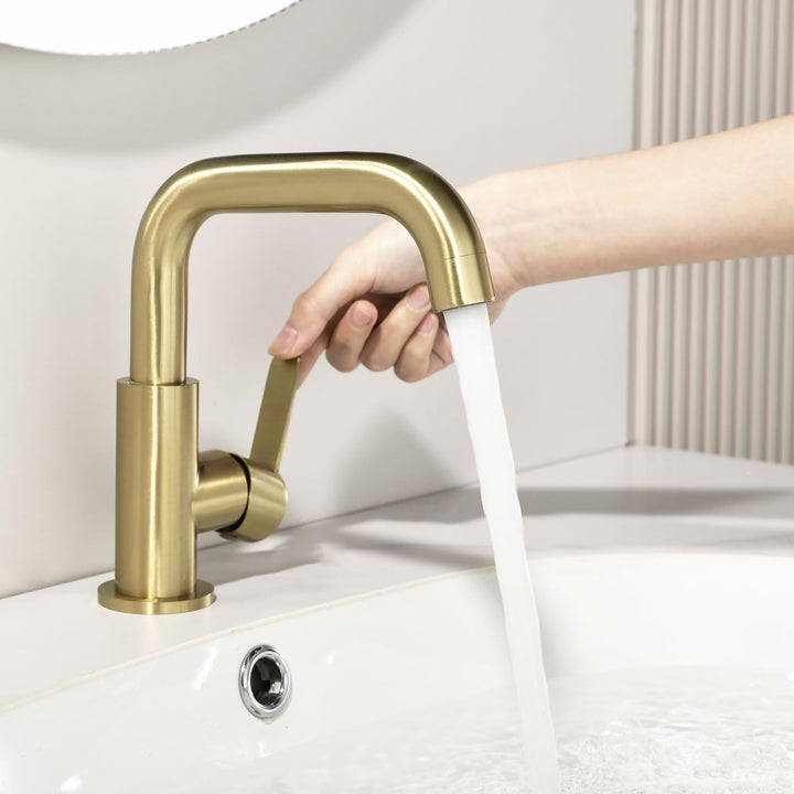 ONECE Wasserhahn Bad mit 360° Drehbar, Waschtischarmatur mit Auslauf Höhe 136.5 mm, Einhebelmischer