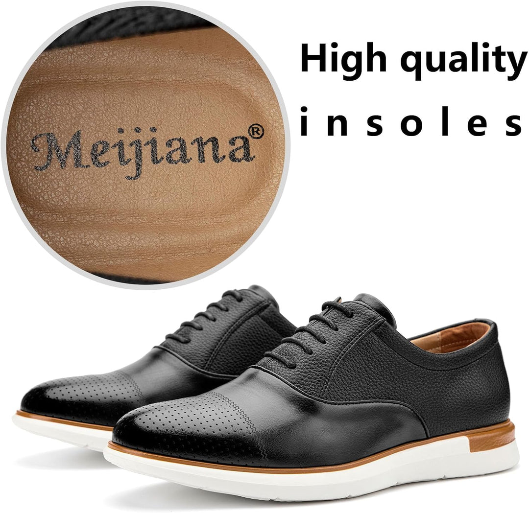 MEIJIANA Herren Oxfords Männer Businessschuhe Freizeit Schuhe Oxfords Herren Anzugschuhe Leder 42 EU