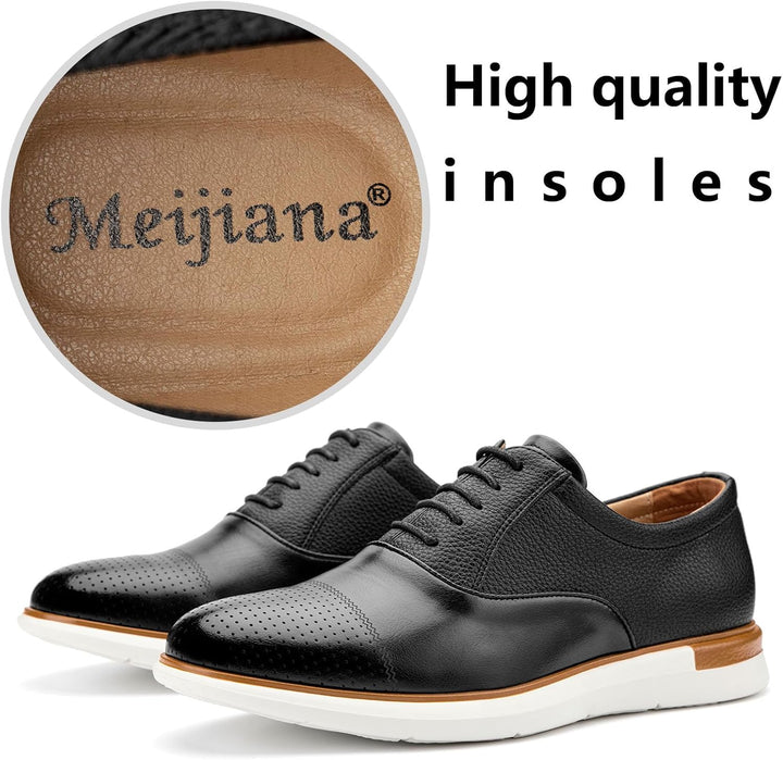 MEIJIANA Herren Oxfords Männer Businessschuhe Freizeit Schuhe Oxfords Herren Anzugschuhe Leder 42 EU