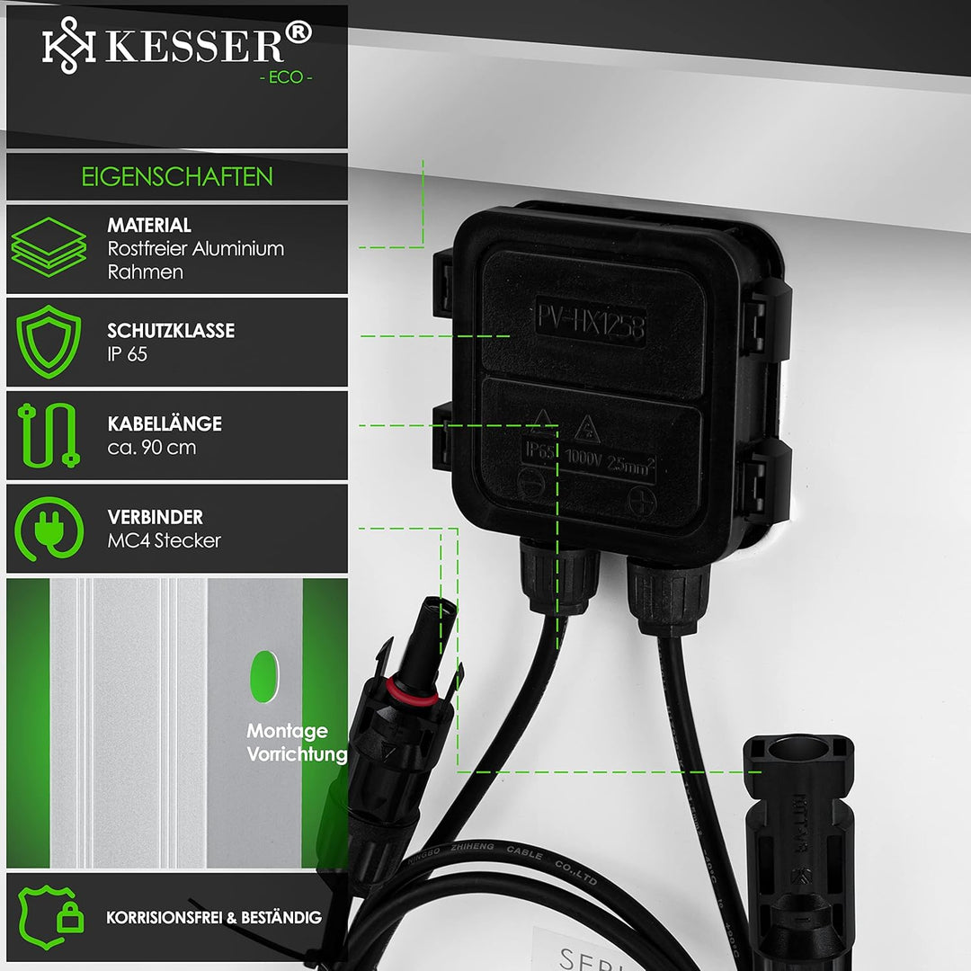 KESSER® Solarpanel 2er Set Monokristallin Solarmodul Solarpanel - 165W 18 V für 12 V Batterien, Phot