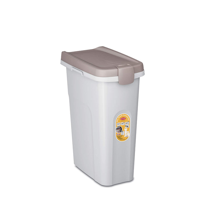 Petfood-Container, luftdichte Aufbewahrung von Trockenfutter, Vorratsbehälter Tierfutter, Weiss / Br