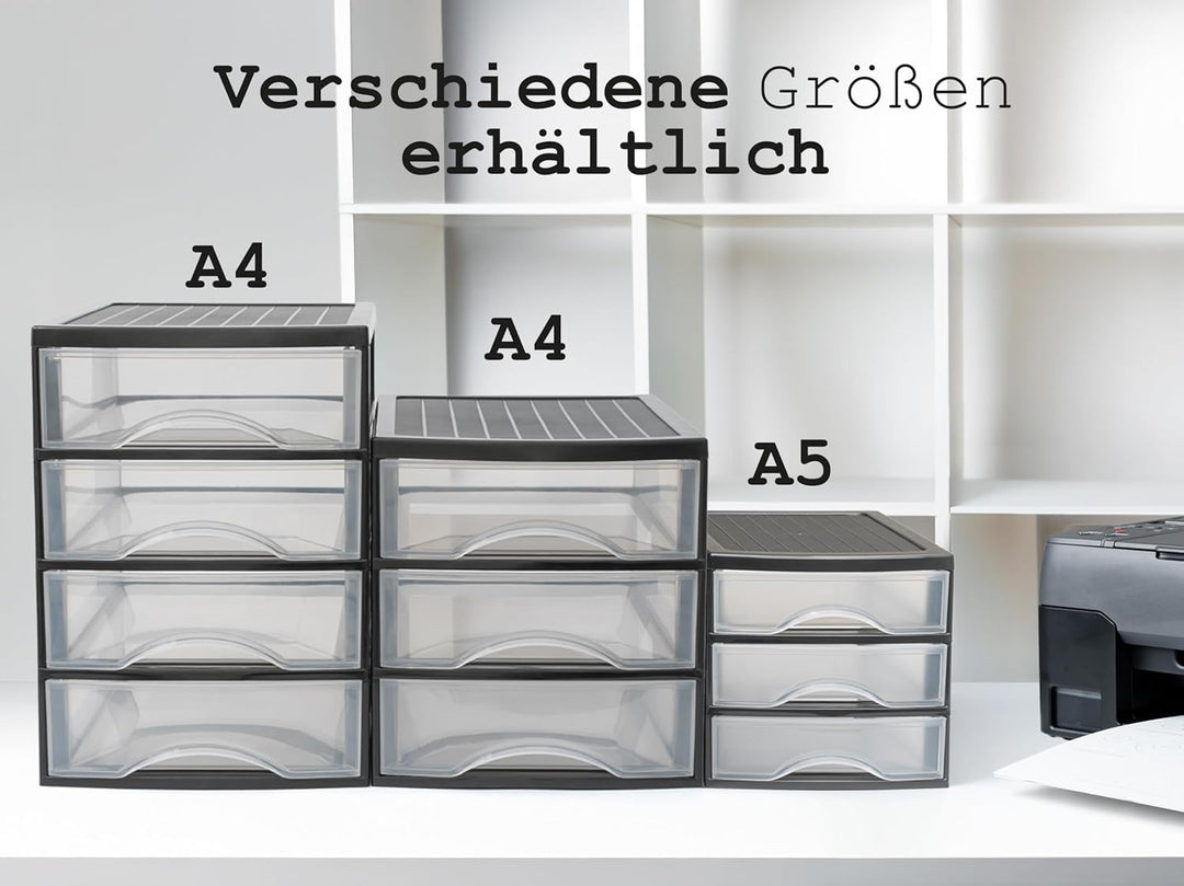 Hausfelder Schubladen Organizer A4, 2 Aufbewahrungsboxen mit je 3 Schubladen, ideal als Ablagebox fü