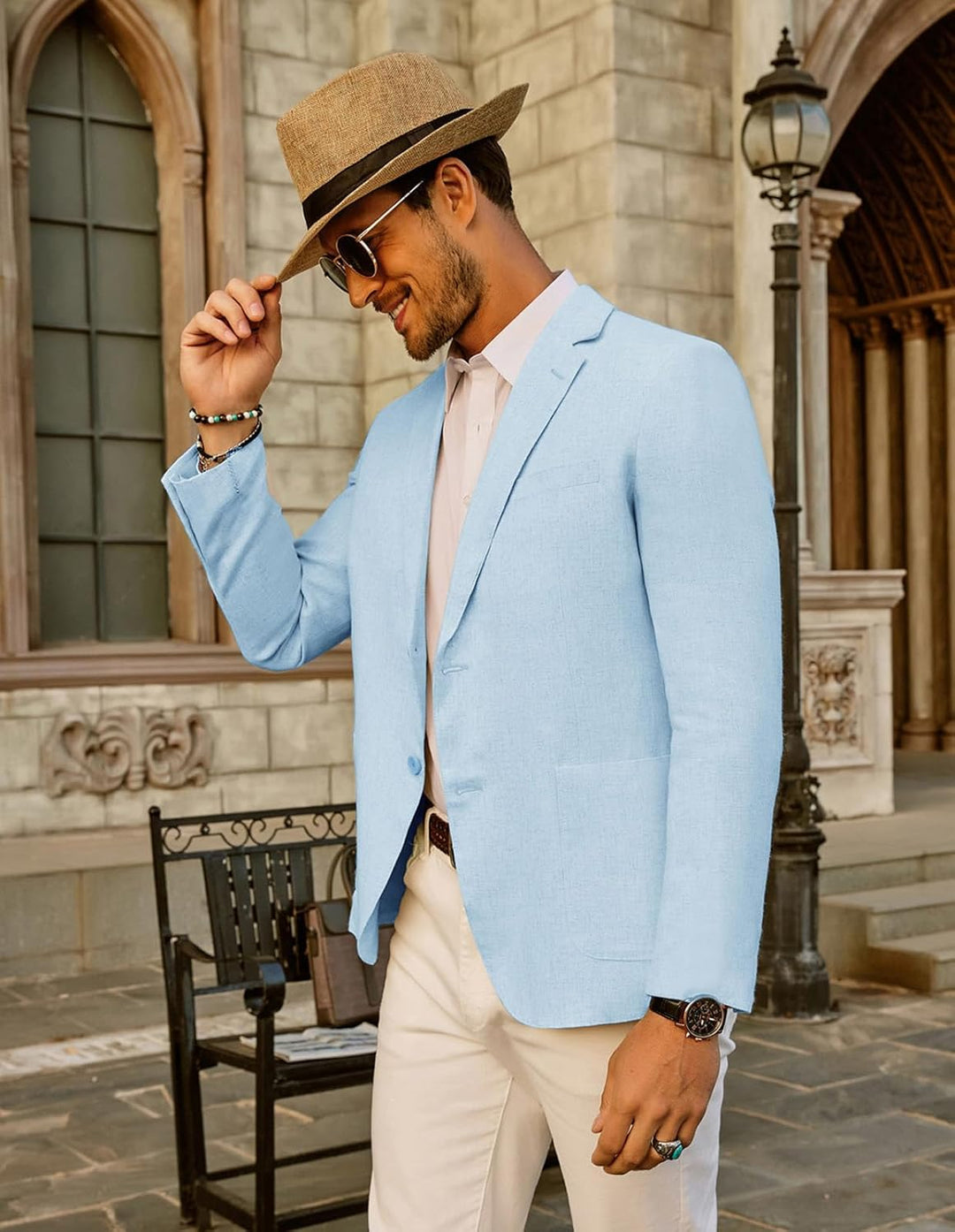 PJ PAUL JONES Herren Casual Slim Fit Leinen Jacke Leichtgewicht 2 Knopf Blazer Sporty Slim fit Leisu