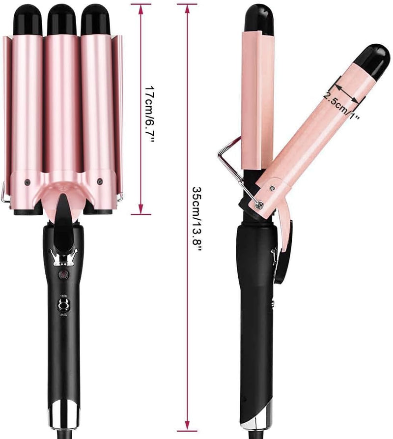 3 Fässer welleneisen, 25mm Lockenstab 3 stäben mit einstellbarer Temperatur, Welleisen Schnelle Heiz