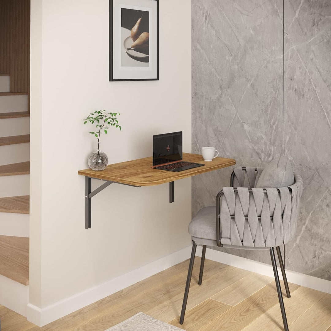AKKE Klapptisch Wandklapptisch Esstisch - Klappbar Faltbar Platzsparend - Abgerundete Ecken - 80cm x