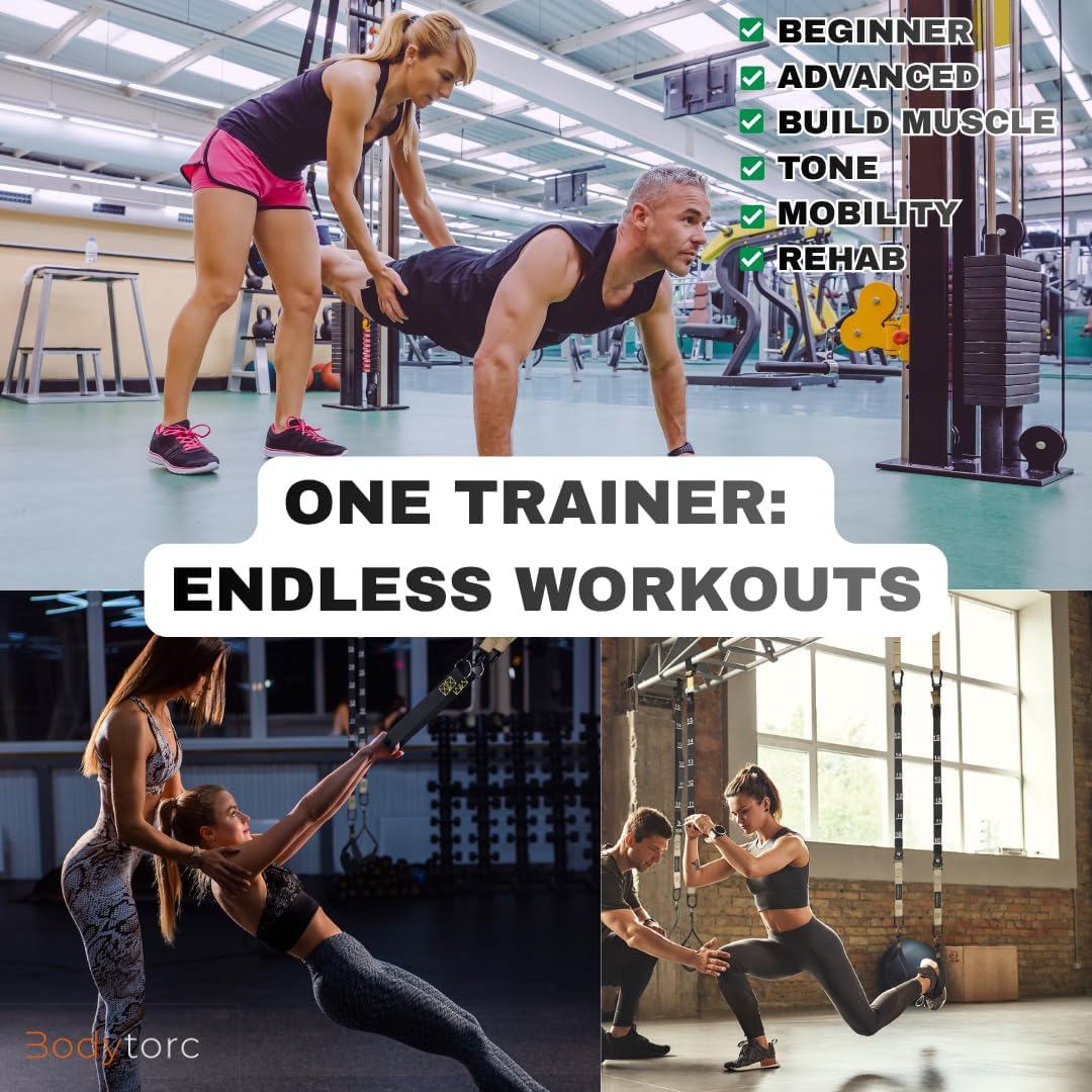 Suspension Trainer, Bodyweight Training Straps for Full Body Workouts at Home, Includes Door Anker,