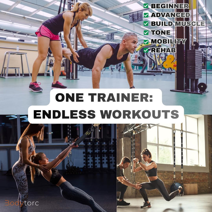 Suspension Trainer, Bodyweight Training Straps for Full Body Workouts at Home, Includes Door Anker,