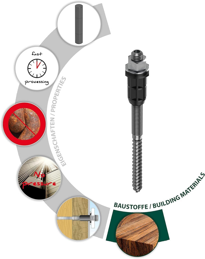 TOX 073671061 Thermo Proof Wood Schwerlast-Abstandsmontagesystem M, Silber, M12 x 170 mm M-‎M12 x 17