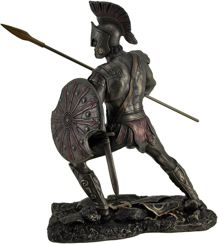 Achilles-Trojaner-Kriegshelden-Statue mit Schild und Speer