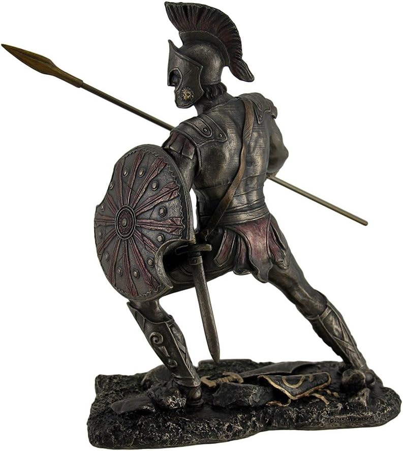 Achilles-Trojaner-Kriegshelden-Statue mit Schild und Speer